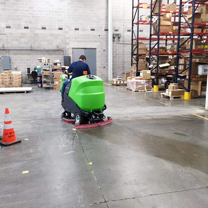 The CT160 scrubber is designed for commercial and warehouse cleaning applications.